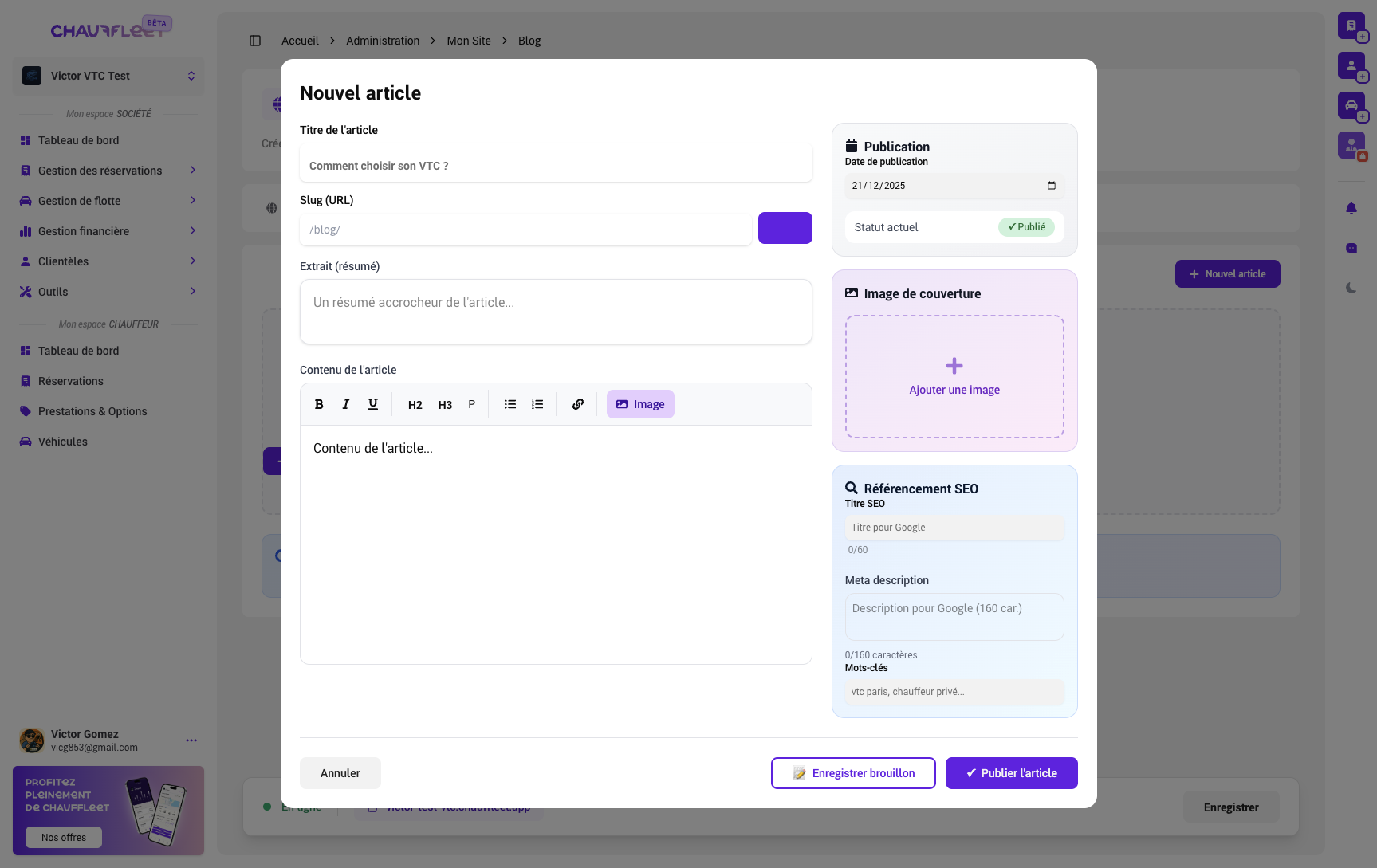 Editeur de blog Chauffleet