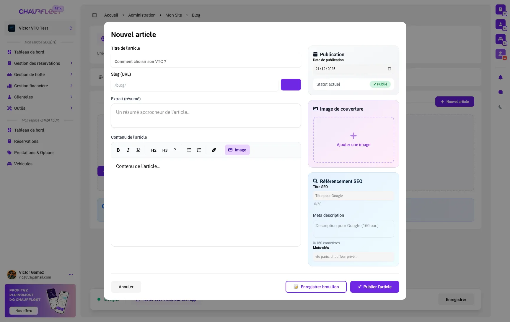 Editeur de blog Chauffleet