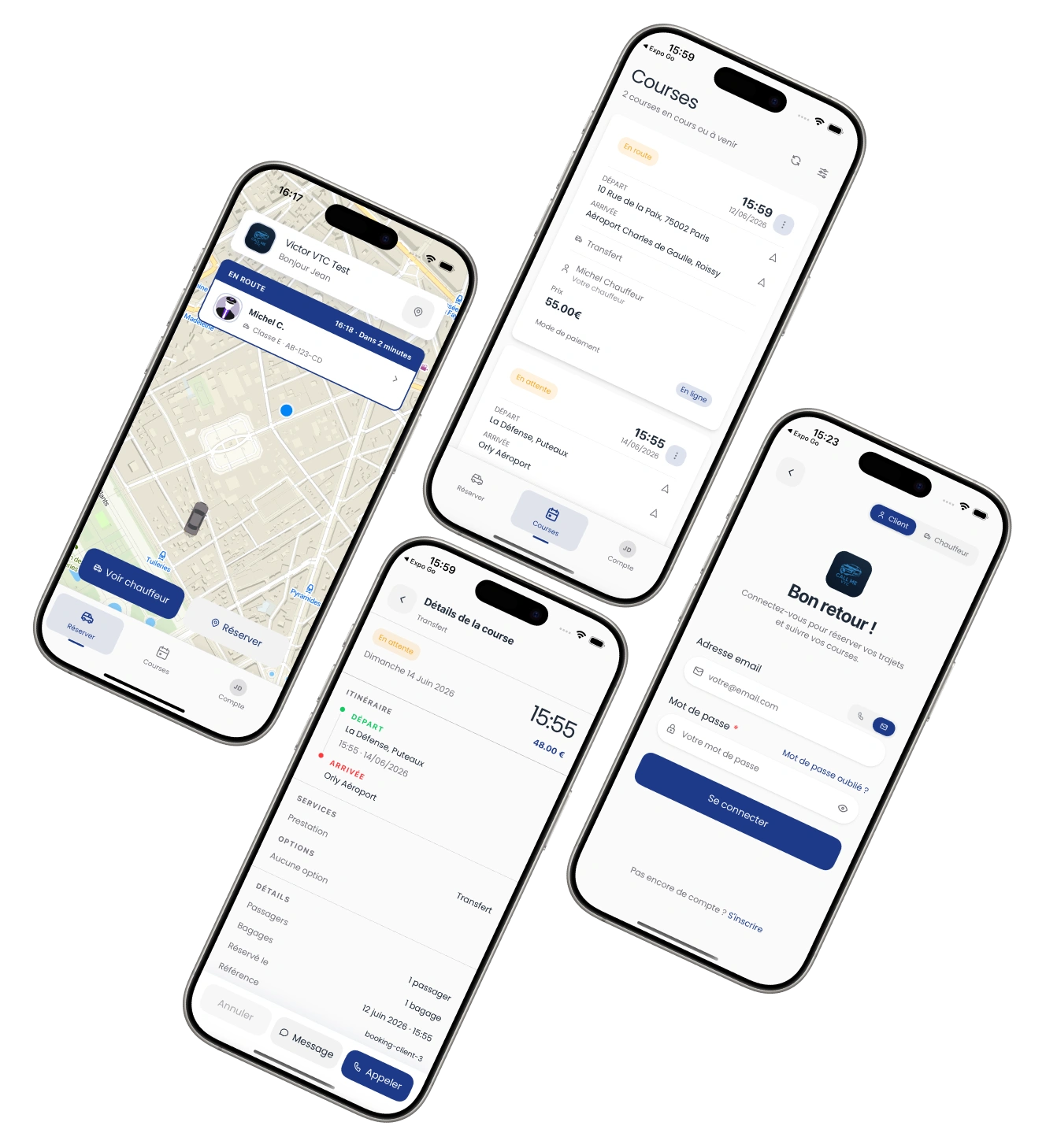Schermata di prenotazione dell'app cliente Chauffleet