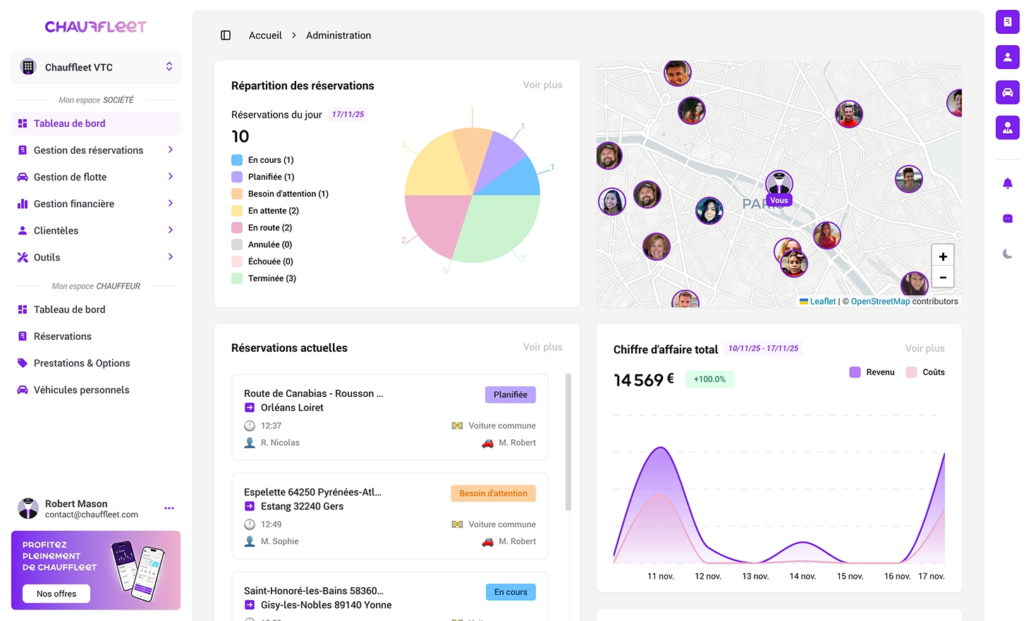 Interface Geolocalisation VTC Temps Reel