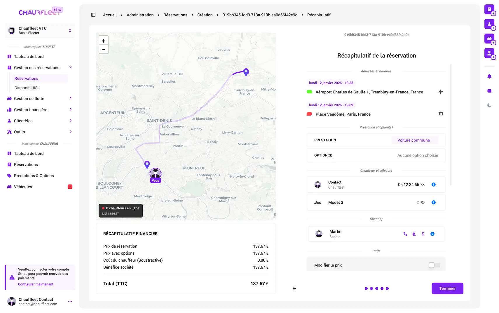 Interface API Partenaire VTC