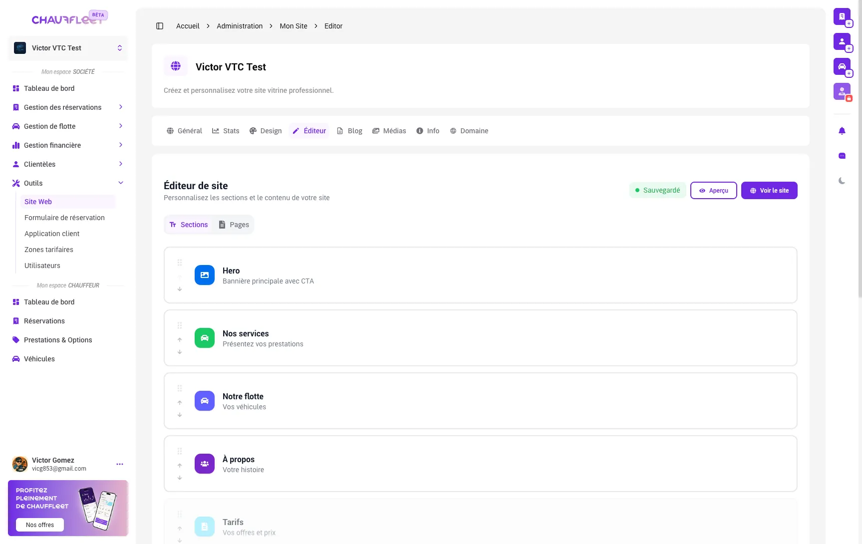 Éditeur de site Chauffleet