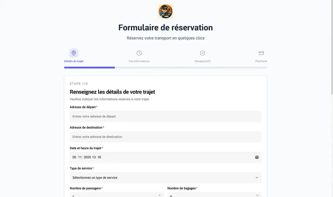 formulaire de réservation